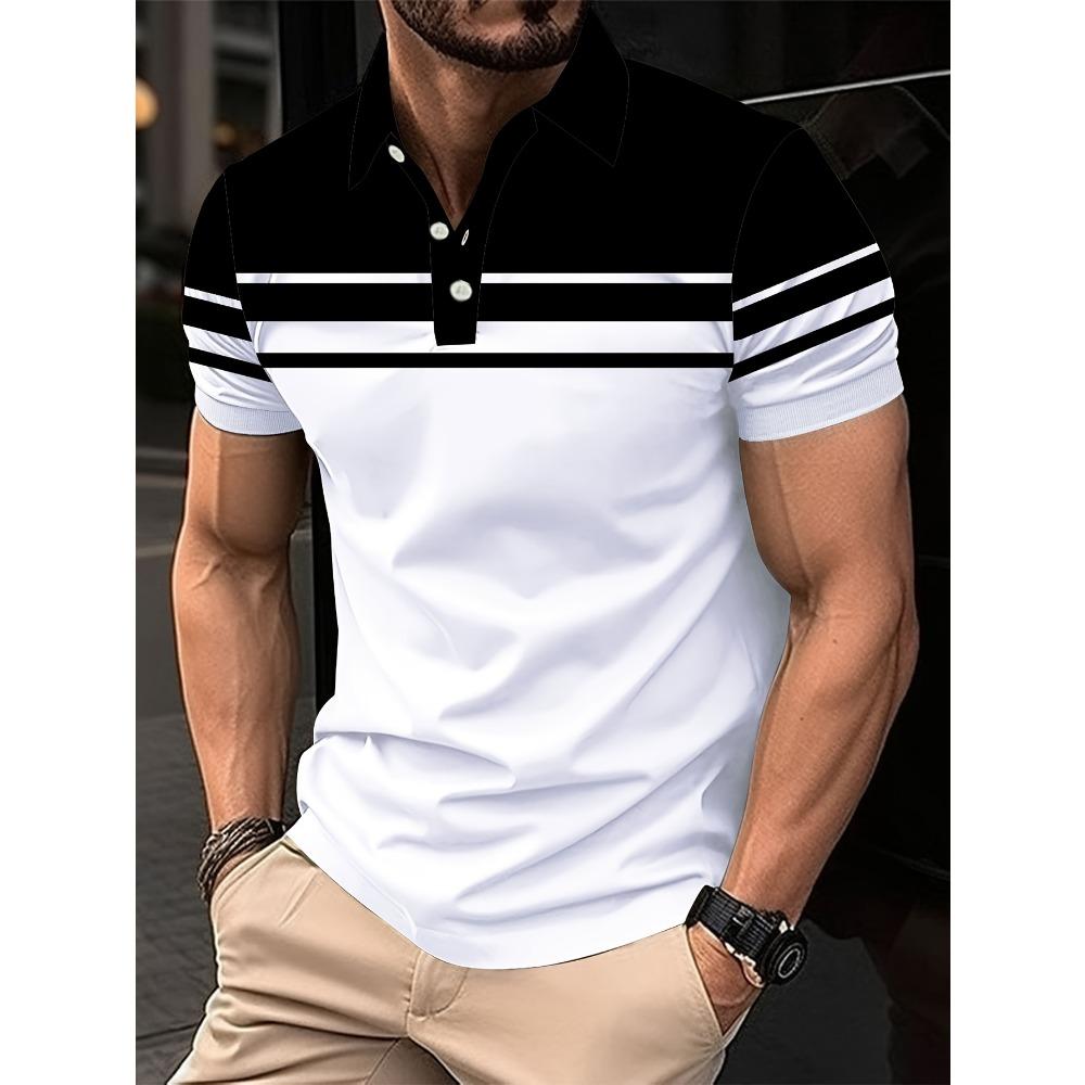 Новая мужская рубашка-поло для лета выполнена с использованием технологии 3D-печати, она дышащая, легкая, повседневная и освежающая. S