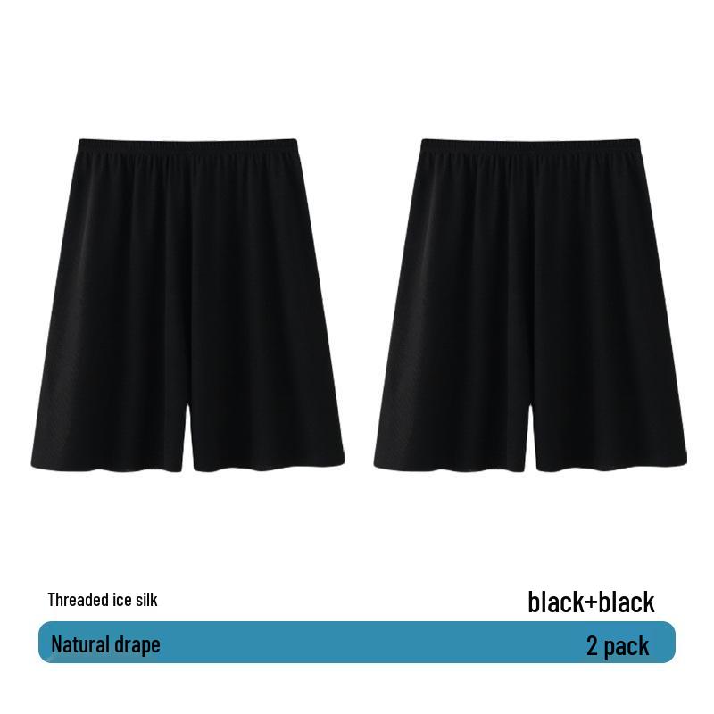 Men's Summer Ice Silk Pajama Pants, Plus Size, Lightweight, Loose-Fit, Five-Point Shorts
