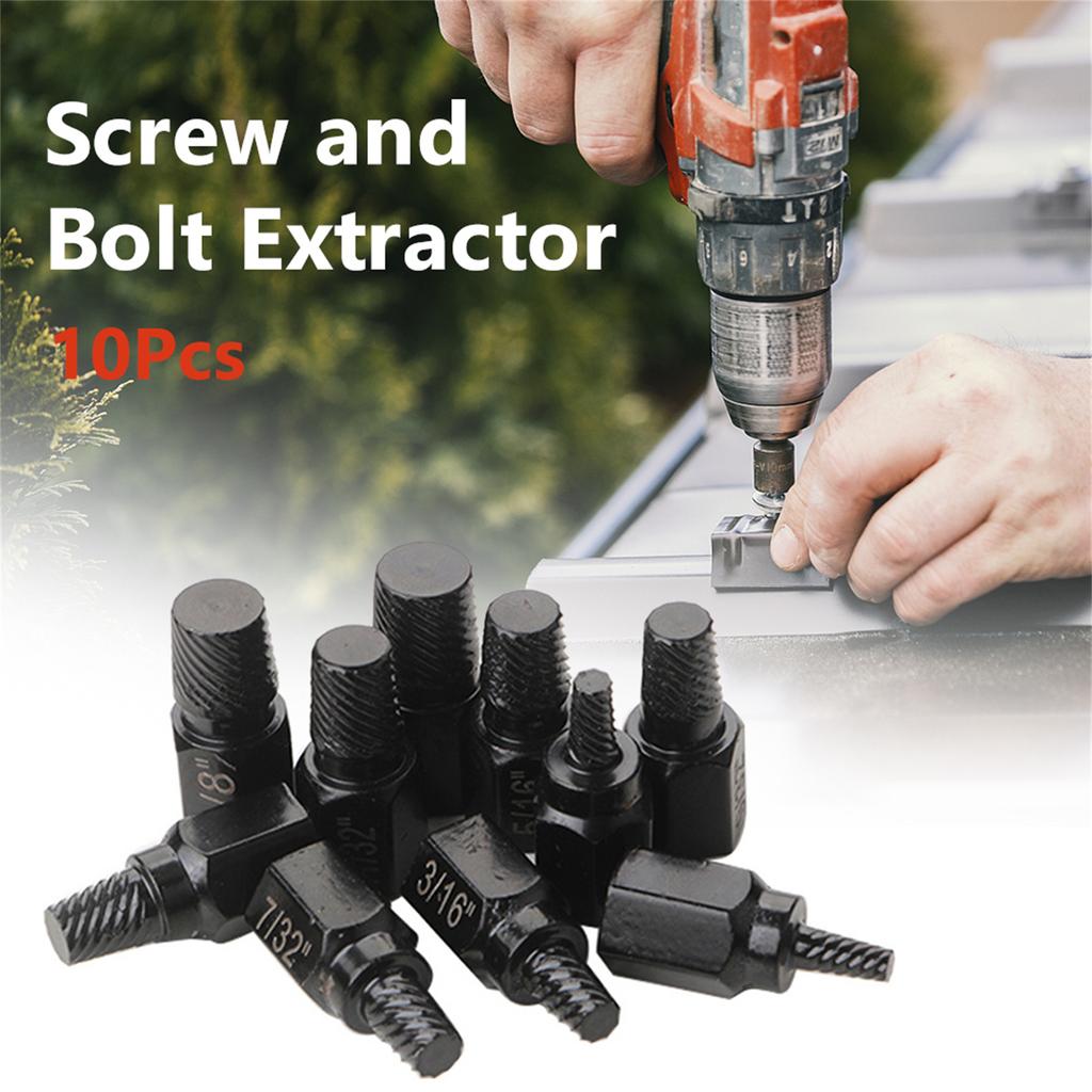 10 Piece Damaged Screw Extractor Set Easy Out Stripped Screw Remover For Rust Damaged Studs Bolt Remover Out