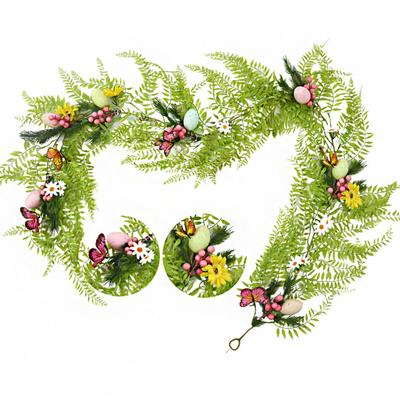 Guirlande Suspendue de Pâques Fleurs Suspendues de Printemps Guirlande d'Œufs de Pâques Guirlande Couronne Rustique Printemps Été pour Fournitures de Fête de Pâques