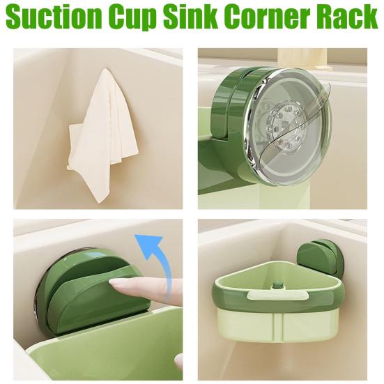Suction Cup Kitchen Sink Strainer Basket Large Capacity Simple Installation Corner Sink Trash Catcher Sponge Holder