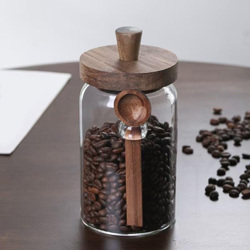 Clear Glass Coffee Canister Airtights Storage Jar For Kitchen Organization