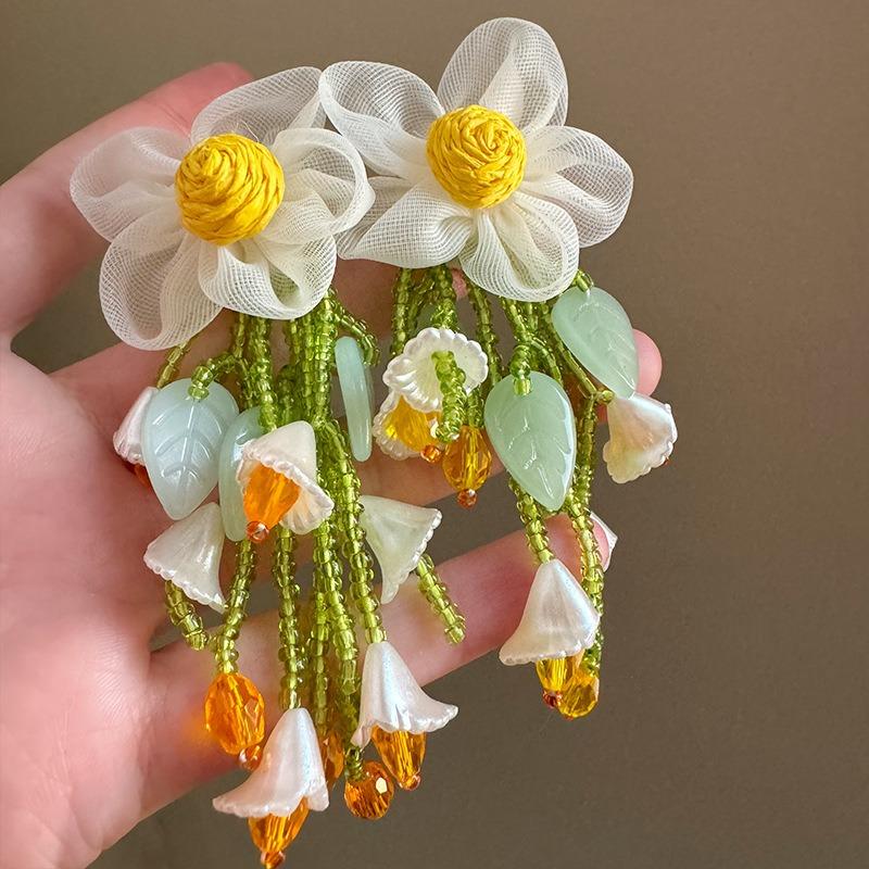 Super fairy atmosphere smart exquisite flower accessories beautiful earrings ins wind gentle fairy air playful smart versatile
