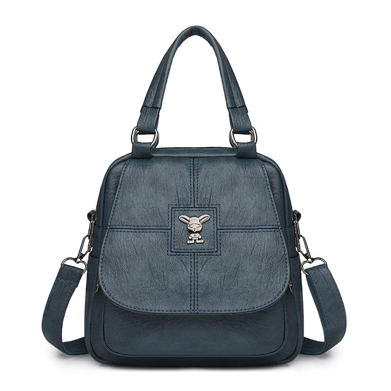 Multifunctional Shoulder Bag Women s Soft Leather Backpack Solid Color Shoulder Bag 2455₽