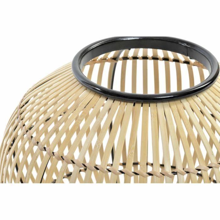 Lampe De Bureau - Métal - Bambou - Noir Et Marron - Design Contemporain - 36 X 36 X 37 Cm
