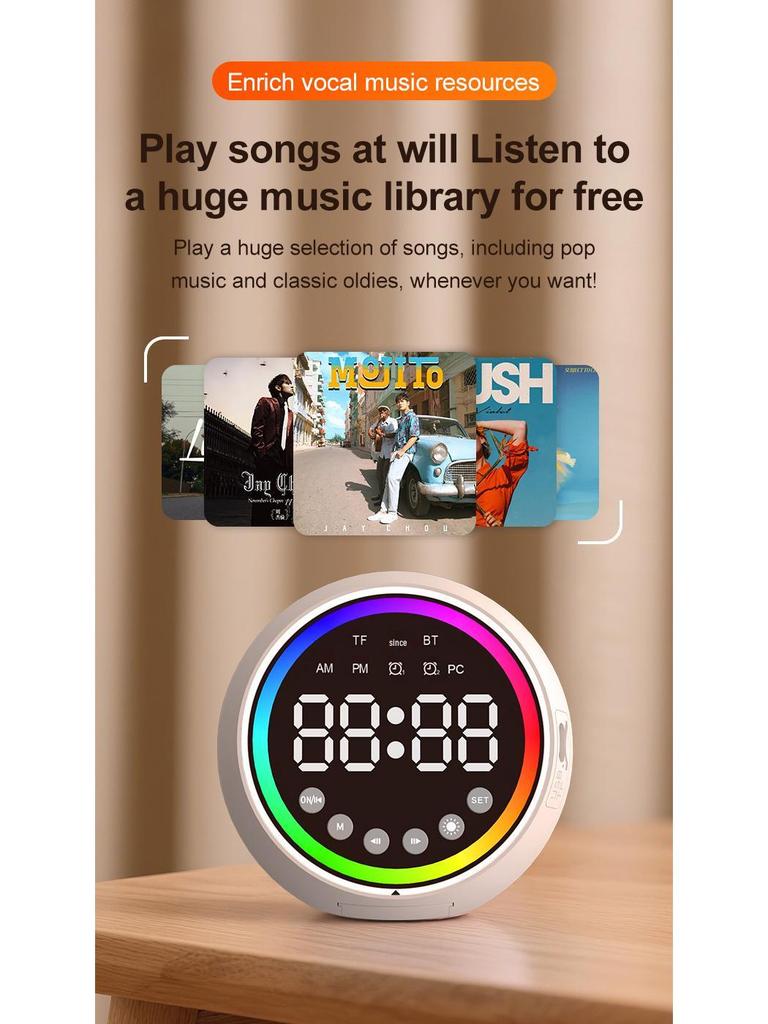 S1 Bluetooth-Lautsprecheruhr mit Telefonständer, Anruffunktion, TF-Kartenunterstützung und langer Akkulaufzeit