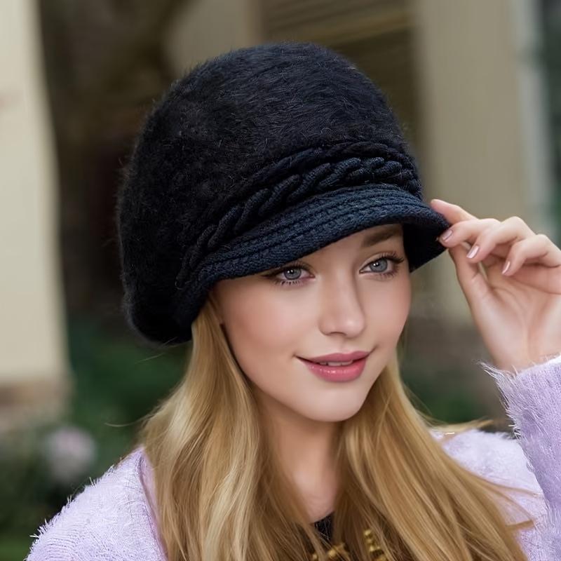 

Женская шапка Мягкая, толстая, теплая вязаная шапка для зимы 1 pc чёрный