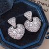 Huitan Bling Bling Heart Drop Earrings for Women Dazzling Crystal Cubic Zirconia Romantic Love Earrings Wedding Trendy