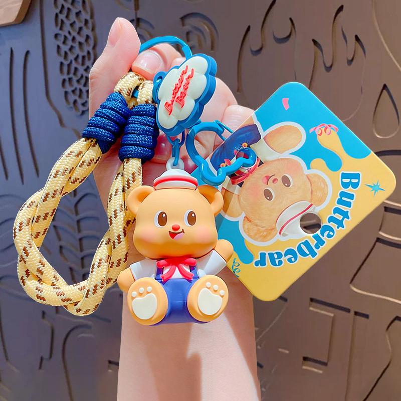 Cute Keychain Teddy Bear Figurine Hanging Decoration Couple Student Backpack Car Decoration Keychain Gift