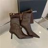 2025 Spring Pointed Toe Women Modern Ankle Boots Fashion Soft Leather Short Booties Concise High Heels Shoes