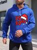 Autumn/Winter Men's Loose-fitting Hoodie with Santa Claus Print, Fleece Sweatshirt for Teenagers, Street Style Casual Top