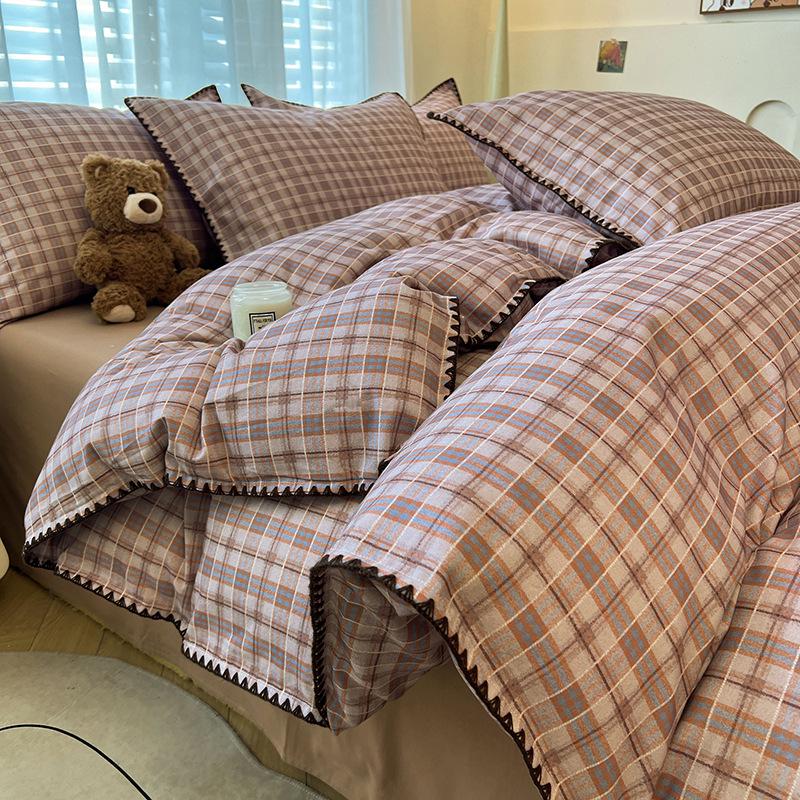 Gebürstetes Verdicktes Baumwoll-Bettwäsche-Set - Herbst & Winter Bettbezug, Laken für Wohnheime