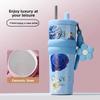 Ceramic Double Drink Coffee Cup With Handles And Straw For Office And Home Use