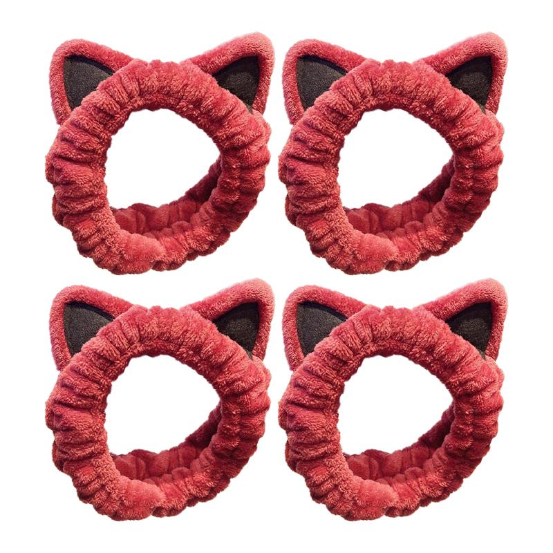 Cute Cartoon Cat Ears Face Wash Headband for Women with High Elasticity Hairband Accessories