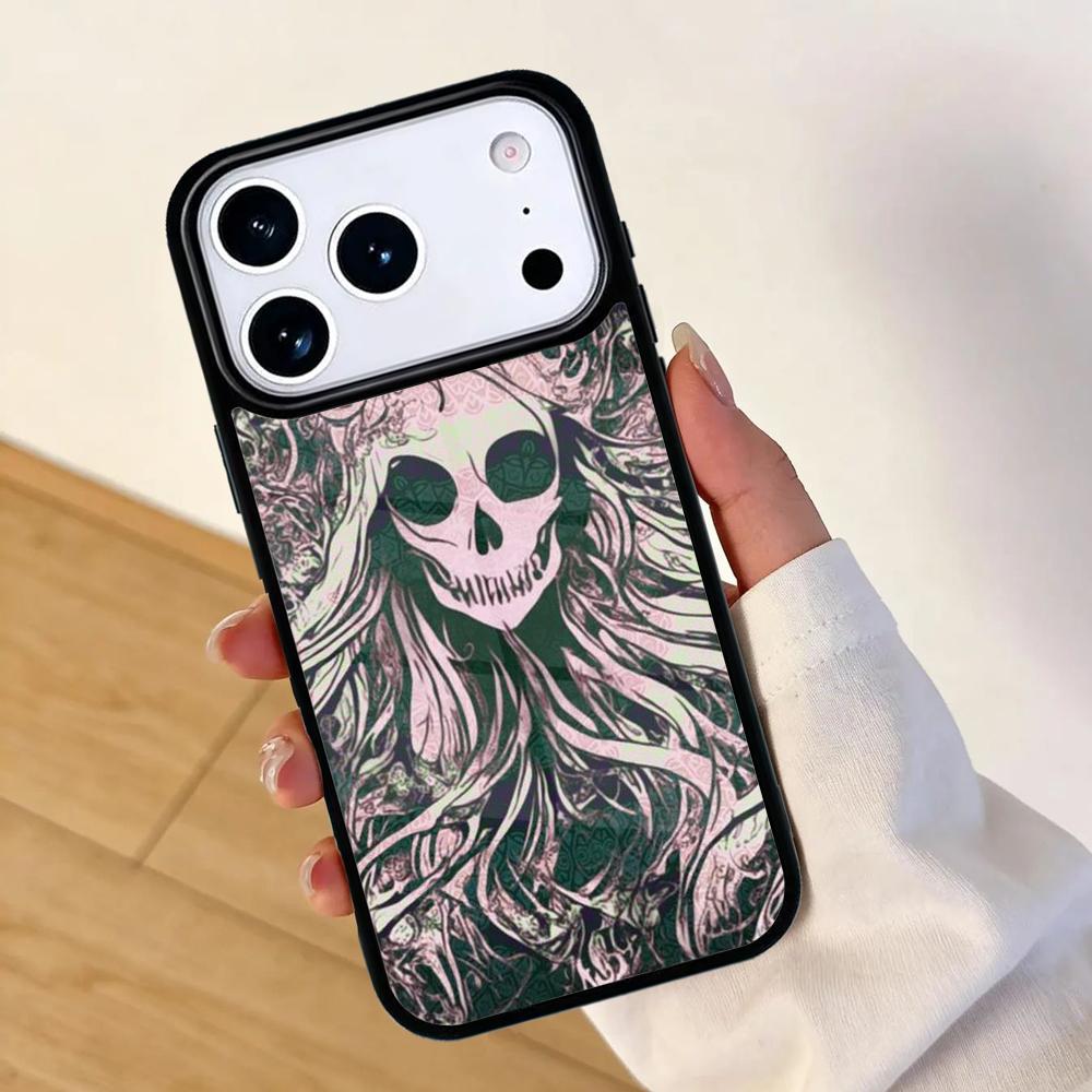 Skull Space Hair Phone Case For Apple iPhone 17 air 16 Pro Max 15 Pro Max 14 13 12 11 Mini Back Cover