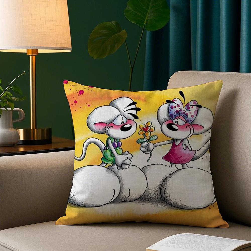 Cartoon D-Diddl rat Pillow Case Plush Fabric Soft Pillowcase Double Sided Print Sofa Cushion Cover Throw