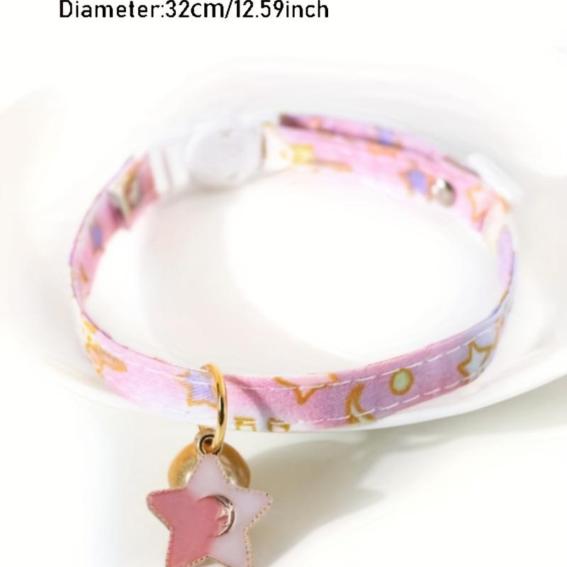 1pc-Personalized collar with tags, cute cat collar with bells, adjustable anti loss cat collar