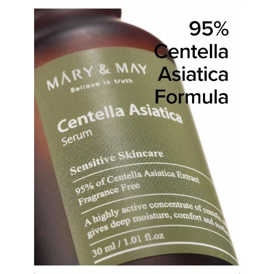 Mary&May Centella Asiatica Serum 30ml - 95% Of Cica Extracxt For Instant Skin Soothing, Regeneration, And Elasticity Improvement - Korean Face Serum