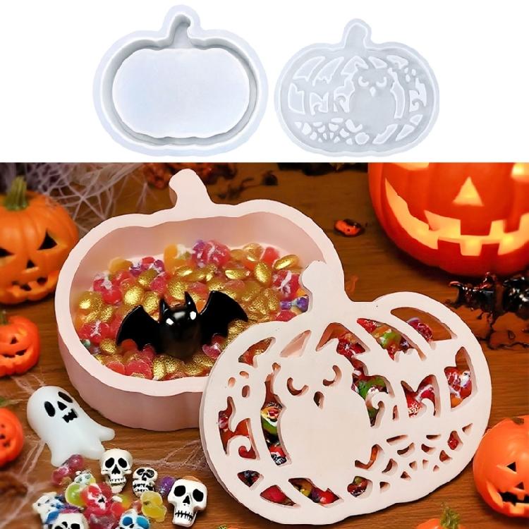Hollow Out Pumpkins Ghostly Silicone Molds DIY Halloween Craft Storage Box Decoration Resins Ornamentation for Adults