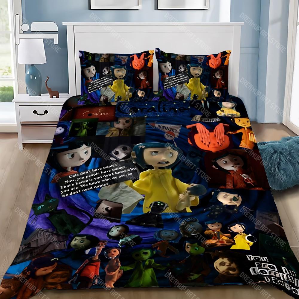 Cartoon Duvet Cover Pillowcase Bedding Set Adult Boy C-coraline Girl Bedroom Decoration Children Gift Single Double Large Size