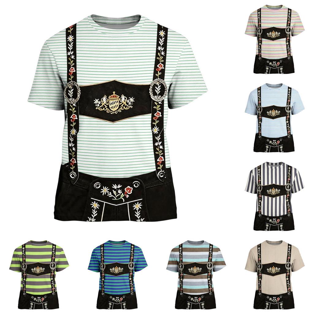 Men's Oktoberfest Vintage Print Short Sleeve T-Shirt Relaxed Fit Summer