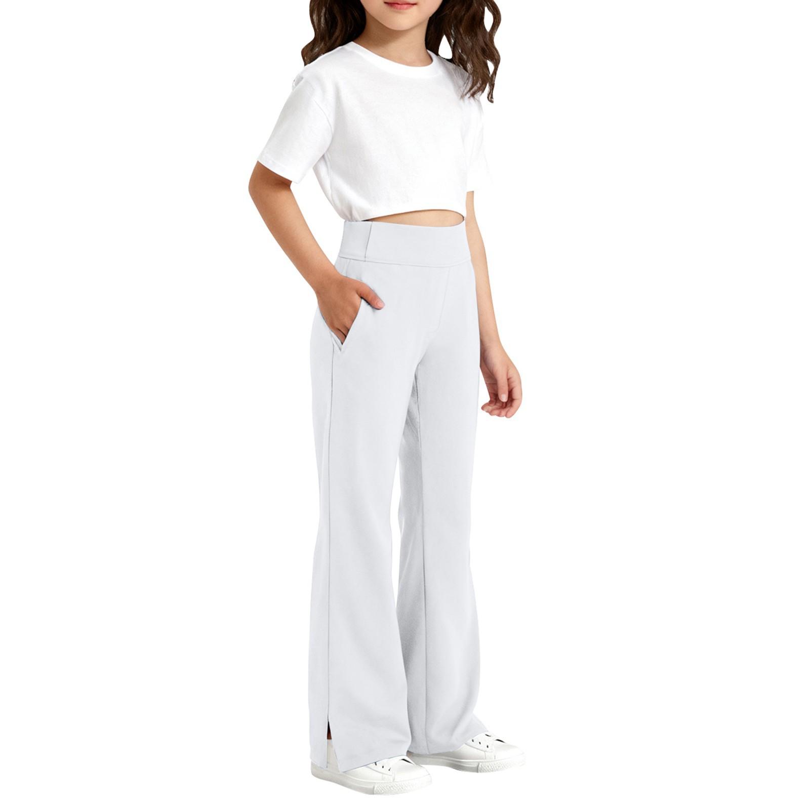 

Children s Fashion Slit Micro Horn Casual Pants With Pockets And Sports Pants 100 белый