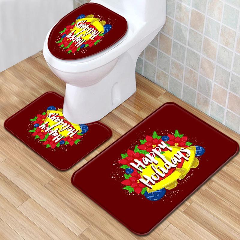 Christmas Bathroom Floor Mat Toilet Three-Piece Set