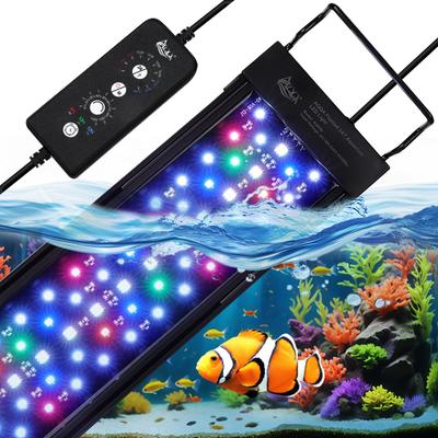 AQQA LED Aquarium Light with Timer, 10 Brightness Settings, 9 Color Switching, 24/7 Auto Dimming Mode, IP68 Waterproof, Compatible with 30cm, 45cm, an