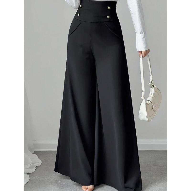 Damen S High Waist Weite Hosen mit Taschen für die Büroarbeit