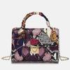Color Snake Pattern Silk Scarf Handbag PU Chain One-shoulder Diagonal Small Square Bag