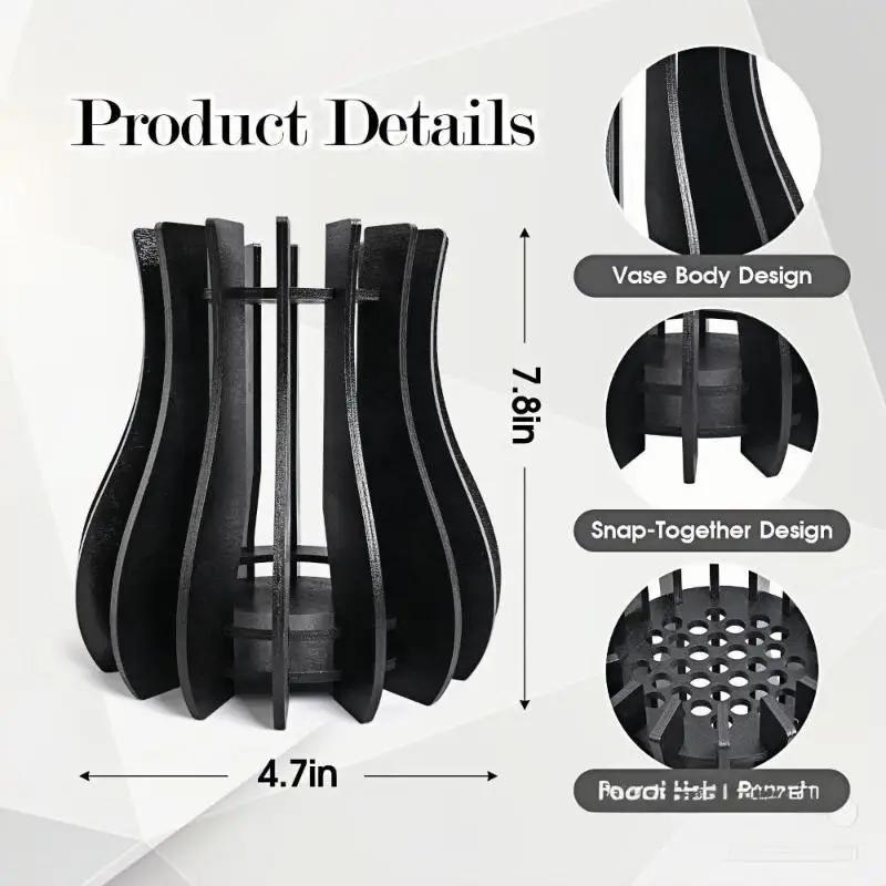 Wooden Vase Kit For Roses/Cherry/Blossom/Sunflower, For Botanical Collection, Stylish Home Vase Table Decoration Puzzle Stand