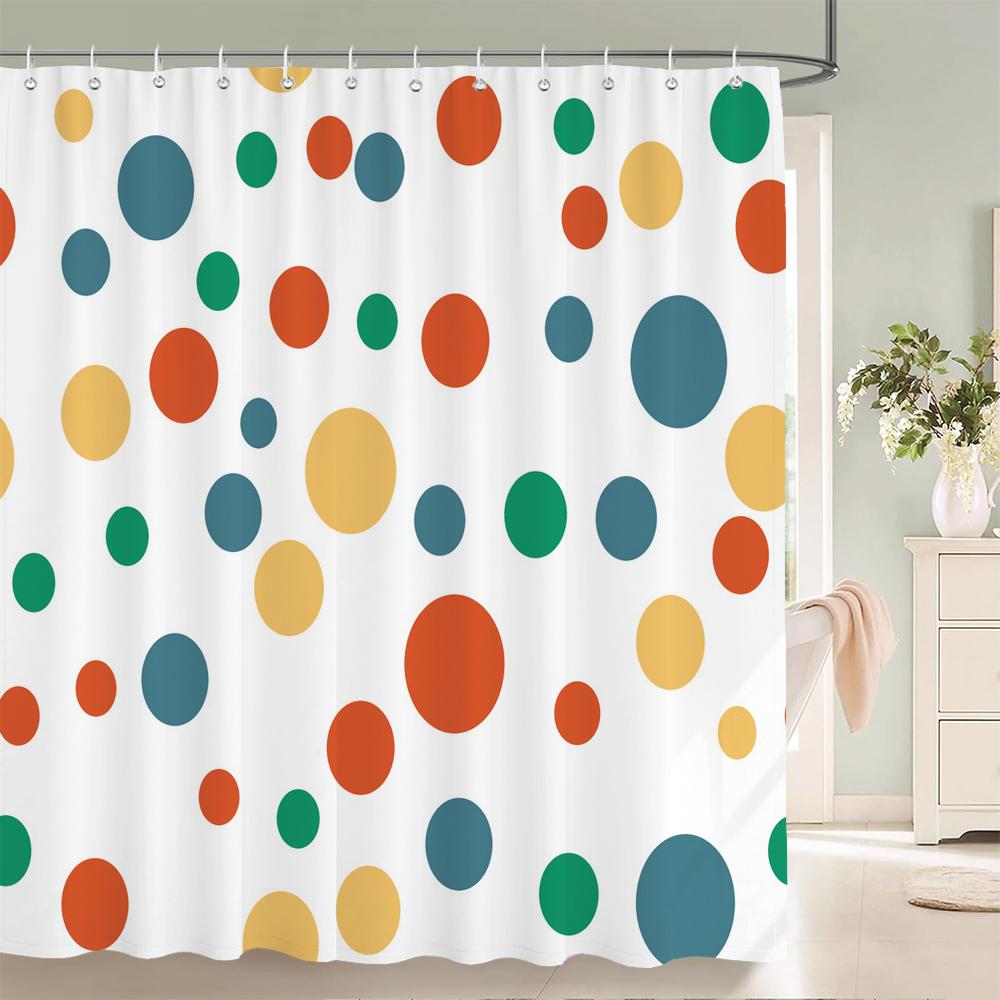 1 Pcs Bathroom Shower Curtain Modern Art Simple Circle Printed Polyester Fabric Shower Curtain with Hooks Decoration Curtain