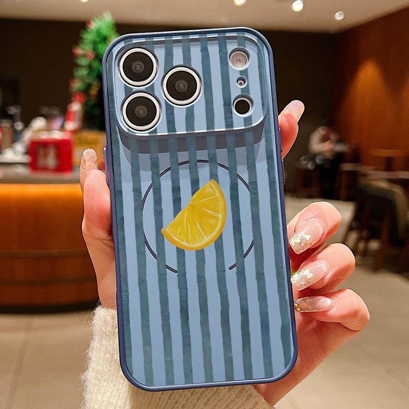 Stripe Heart Pattern Case For iPhone 17 18 Pro Max For iPhone 16 15 14 13 Pro Max Magnetic For Magsafe Skin Feel Hybrid Phone Cover