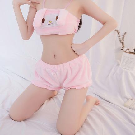 

Winter new cute girl style pajamas set soft cute cartoon two-dimensional underwear soft waxy loungewear One size fits all рожевий