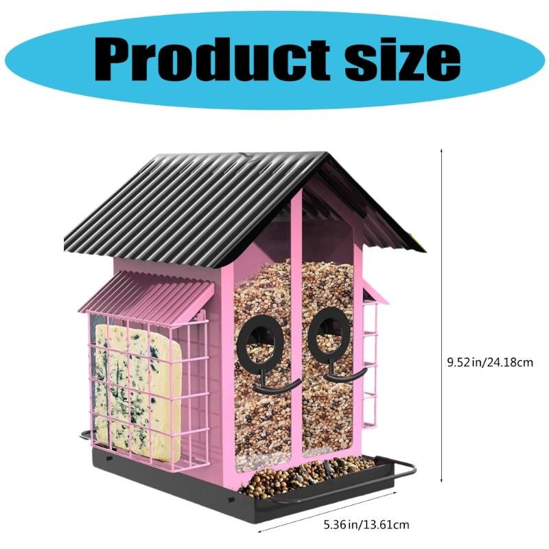 Outdoor Hanging Bird Feeder with Perch Large Capacity Feeding Station for Garden and Yard