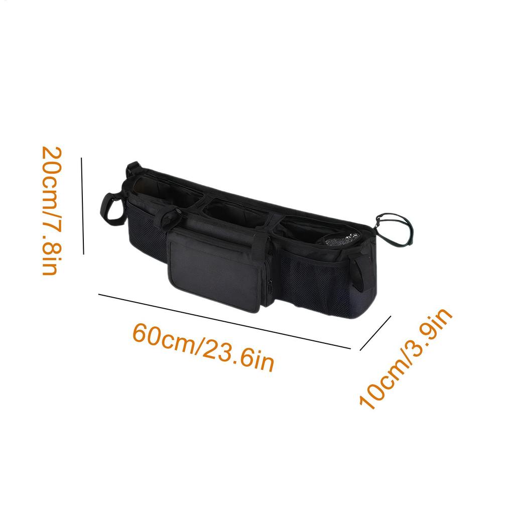 Stroller Organizer Bag Large Waterproof Storage with 3 Compartments Cup Holder for Travel Daily Use Mom Diaper Bag Accessories