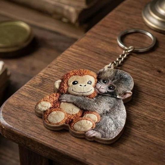 Skydda Punch The Monkey Nyckelring Lättväska Berlock Mini Tillbehör Plånboksberlock Ryggsäcksdekoration