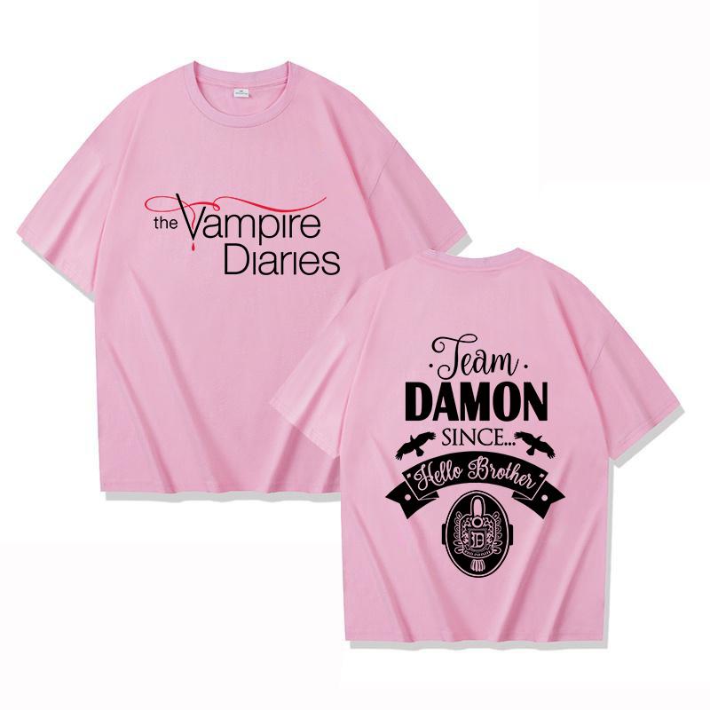 New The Vampire Diaries Print Tshirt Unisex Casual Short Sleeve T-shirt Women Fashion Summer Tops Tees