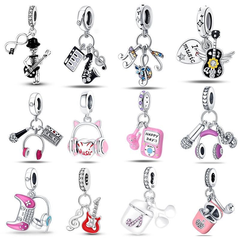 Charms Copper Art Music Theme Series Beaded Pendant For 3Mm Original Bracelet Necklace Women'S Luxury Exquisite Jewelry Gift