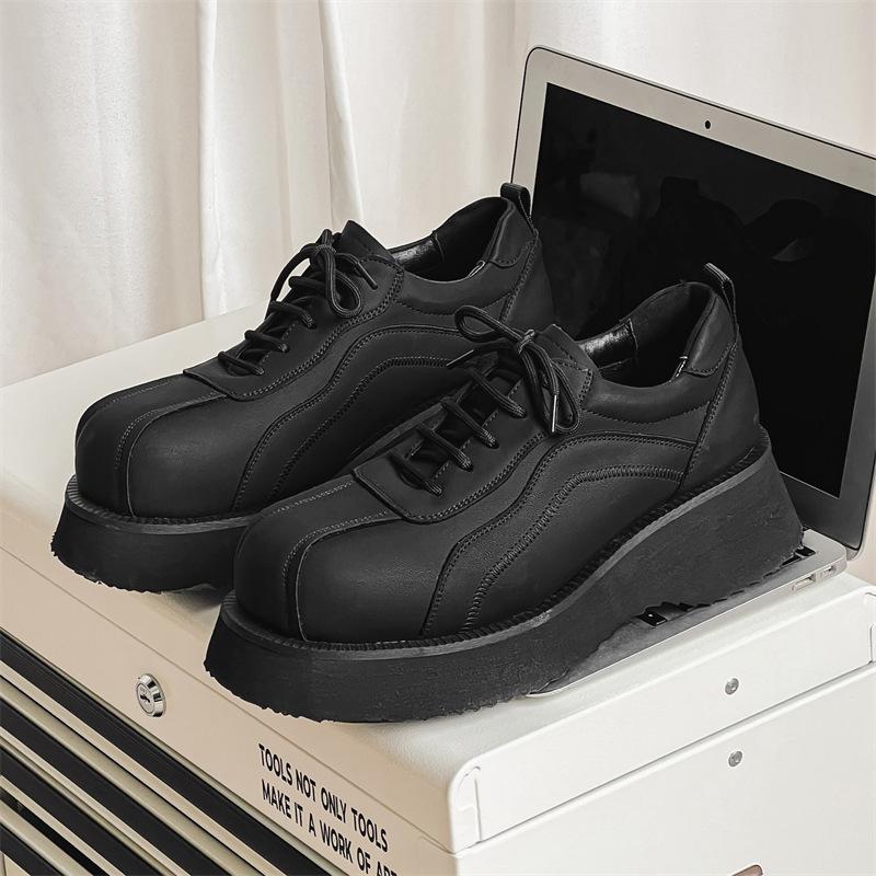 Leather shoes men's autumn and winter business suit youth big head Hong Kong style student wedding groom platform Martin boots 20255-J