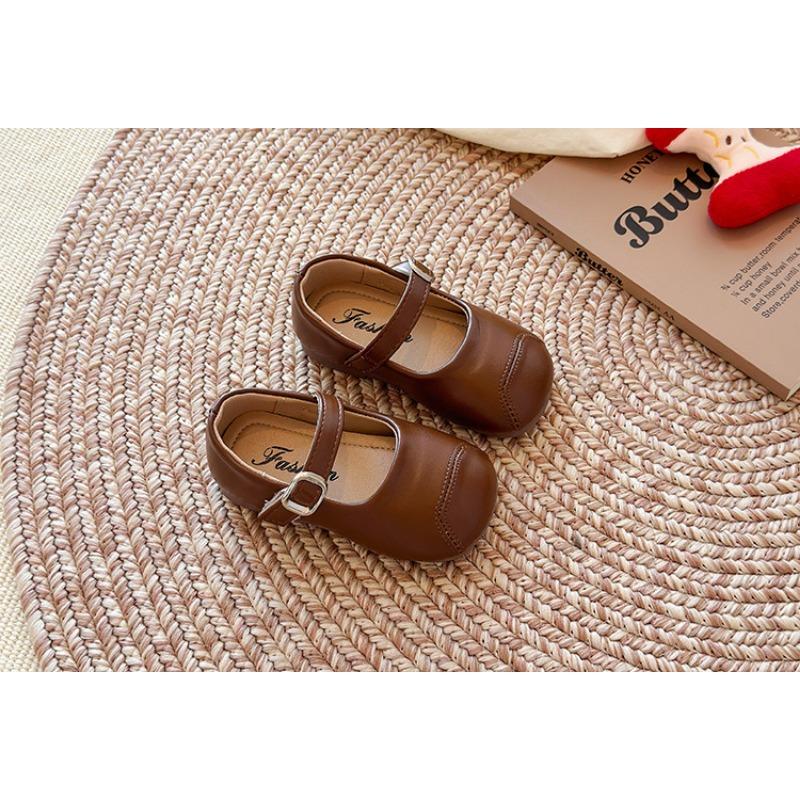 Kids Girls British Style Solid Color Soft Sole Casual Princess Leather Shoes