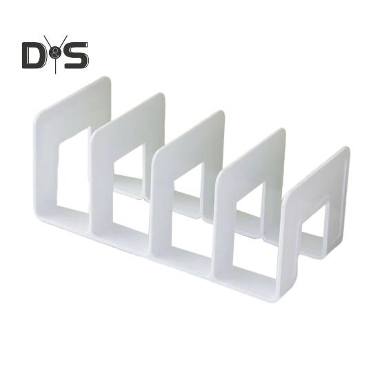 Desk Boodend Storage Organizer Book Support Stand with 4 Vertical Compartments Plastic File Sorter Rack for Book Magazines