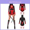 Eleganter roter Damen-Ninja-Overall für Halloween und Kostümfeiern