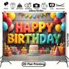 2D Rainbow Confetti Happy Birthday Backdrop Banner for Children Party Supplies