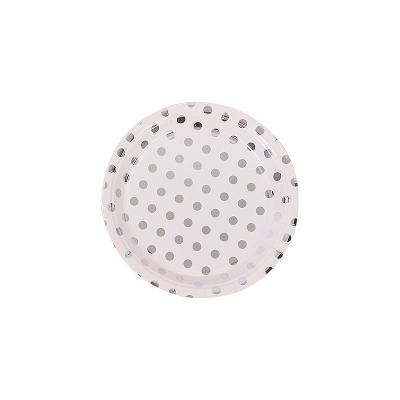 Pack Of 16 Disposable Plate Set Pink Bronzing Polka Dots Birthday Party Cutlery Cupcake Plate