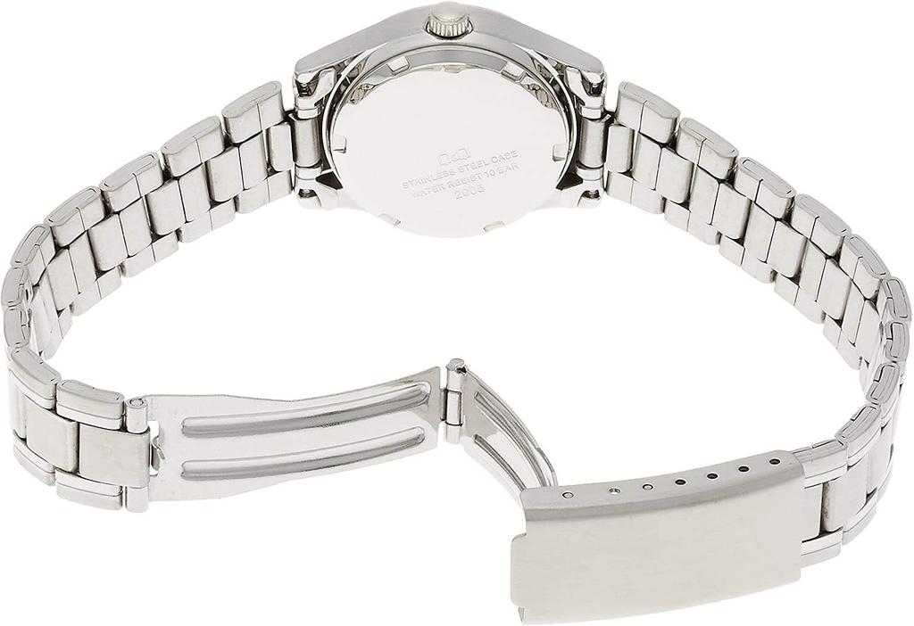Analog Waterproof Watch with Date and Day Metal White [Citizen Q&Q] Display, Band, W473-204, Women's,