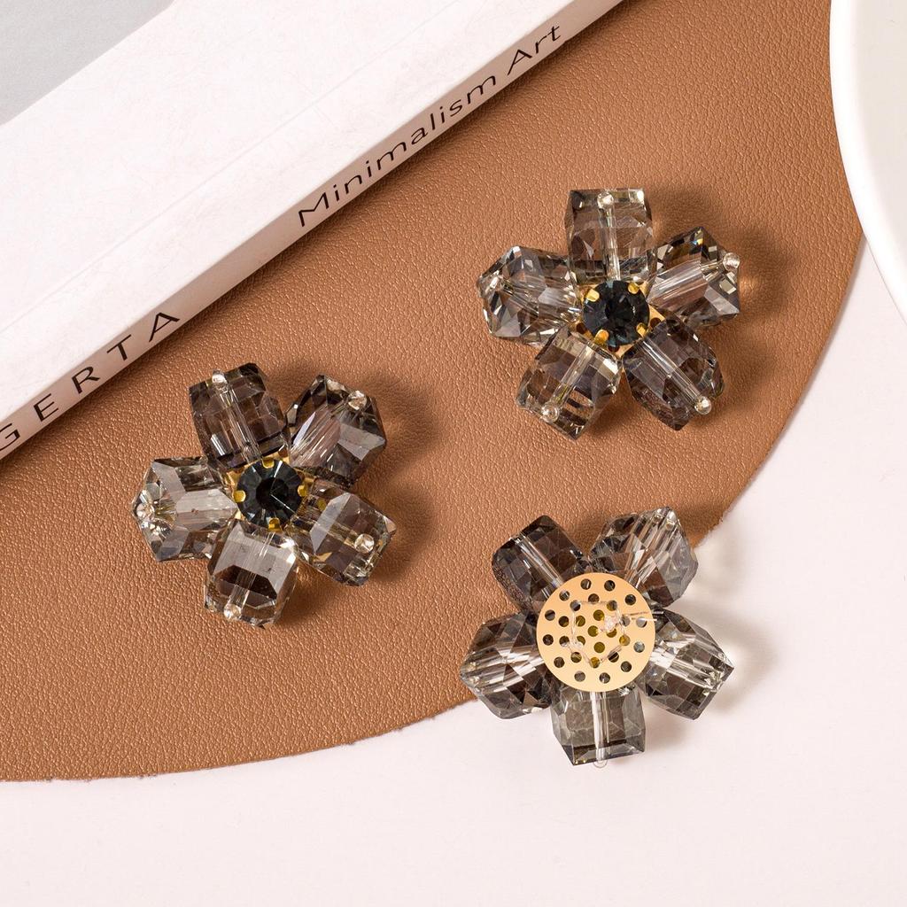 Parches de Tela con Flor de Pedrería de Cristal Coreana Cosidos a Mano para Accesorios de Bricolaje