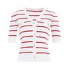 Fashionable Anti-aging Contrasting Striped V-neck Knitted Sweater for Women In Summer, Simple and Elegant Slim Fit Top