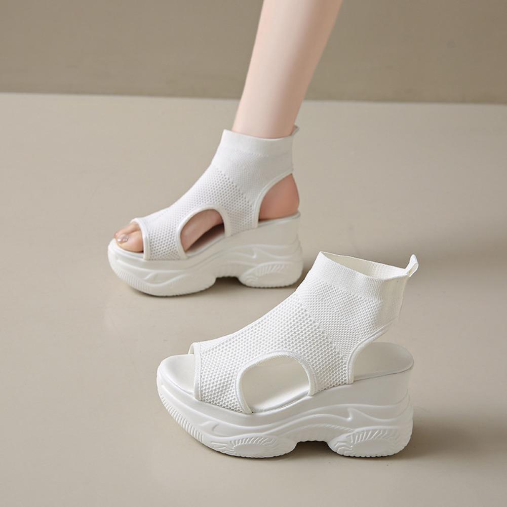 Fashion 2025 New Summer Fashion Comfortable Round-toe Wedge Light Roman Sandals Non-slip Thick-soled Lace-up Casual Sneakers for Women