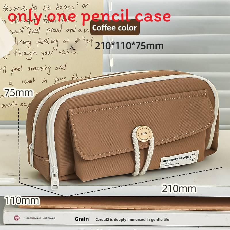 Canvas Pencil Case For Girls With Large Capacity And Simple Design For School And Stationery Storage